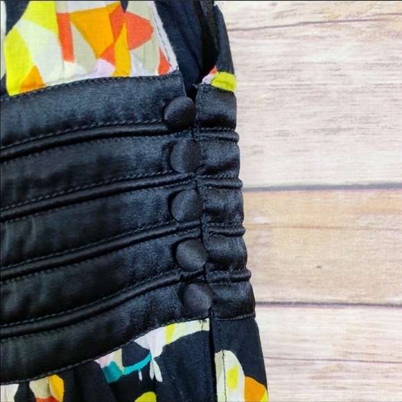 French Connection Yellow Black Floral Dress Cotton Y2K Bold Summer Print - Picture 7 of 8